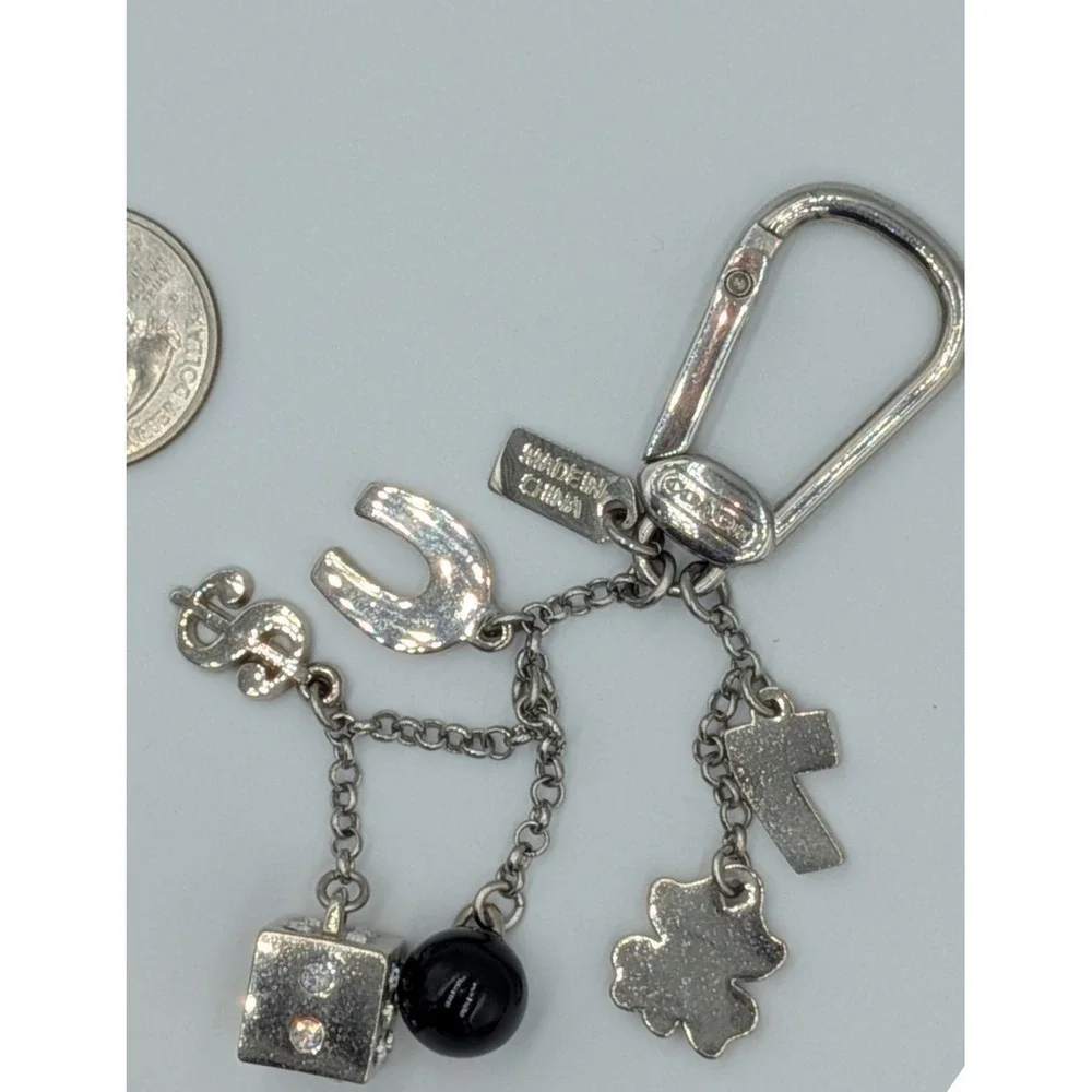 Coach Lucky Charm Keychain Mix Silver Dice Lucky 7 Clover 8-Ball Horseshoe Fob